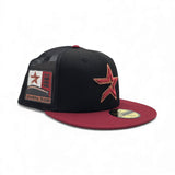 Black Trucker Houston Astros Brick Red Visor Gray Bottom 2000 Inaugural Season Side Patch New Era 59Fifty Fitted
