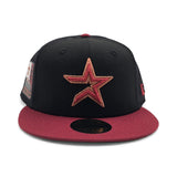 Black Trucker Houston Astros Brick Red Visor Gray Bottom 2000 Inaugural Season Side Patch New Era 59Fifty Fitted