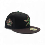 Black Houston Astros Brown Visor Green Bottom 2022 World Series Side Patch New Era 59Fifty Fitted