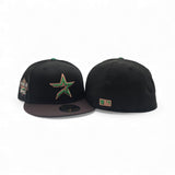 Black Houston Astros Brown Visor Green Bottom 2022 World Series Side Patch New Era 59Fifty Fitted