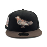Black Baltimore Orioles Brown Visor Green Bottom 50th Anniversary Side Patch New Era 59Fifty Fitted