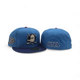 Blue Reef Anaheim Mighty Ducks Dark Royal Blue Visor Gray Bottom Ducks Logo Side Patch New Era 59Fifty Fitted Size