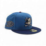 Blue Reef Anaheim Mighty Ducks Dark Royal Blue Visor Gray Bottom Ducks Logo Side Patch New Era 59Fifty Fitted Size