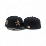 Black Houston Astros Woodland Camo Visor Gray Bottom 20th Anniversary Side Patch New Era 59Fifty Fitted
