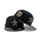 Black Houston Astros Woodland Camo Visor Gray Bottom 20th Anniversary Side Patch New Era 59Fifty Fitted