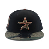 Black Houston Astros Woodland Camo Visor Gray Bottom 20th Anniversary Side Patch New Era 59Fifty Fitted
