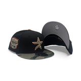 Black Houston Astros Woodland Camo Visor Gray Bottom 20th Anniversary Side Patch New Era 59Fifty Fitted