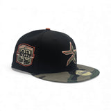 Black Houston Astros Woodland Camo Visor Gray Bottom 20th Anniversary Side Patch New Era 59Fifty Fitted