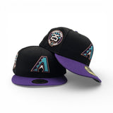 Black Arizona Diamondbacks Purple Visor Gray Bottom 25th Anniversary Side Patch New Era 59Fifty Fitted
