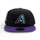 Black Arizona Diamondbacks Purple Visor Gray Bottom 25th Anniversary Side Patch New Era 59Fifty Fitted