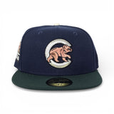 Navy Blue Chicago Cubs Dark Green Visor Gray Bottom Be Alert Sid Patch New Era Fitted