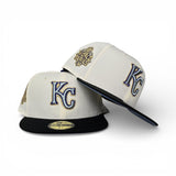 Off White Kansas City Royals Black Visor Icy Blue Bottom 2015 World Series Side Patch New Era Fitted