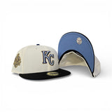 Off White Kansas City Royals Black Visor Icy Blue Bottom 2015 World Series Side Patch New Era Fitted