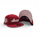 Red Houston Astros Pink Bottom 45th Anniversary Side Patch "Valentines Day Collection" New Era 59Fifty Fitted