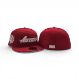 Red Houston Astros Pink Bottom 45th Anniversary Side Patch "Valentines Day Collection" New Era 59Fifty Fitted