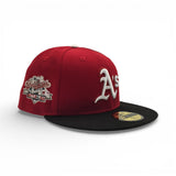 Red Oakland Athletics Black Visor Gray Bottom 1989 World Series Battle of The Bay Side Patch New Era 59Fifty Fitted