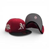 Red Oakland Athletics Black Visor Gray Bottom 1989 World Series Battle of The Bay Side Patch New Era 59Fifty Fitted