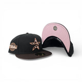 Black Cow Print Houston Astros Brown Visor Pink Bottom 2005 World Series Side Patch New Era 59Fifty Fitted
