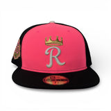 Neon Pink Kansas City Royals Black Visor Pink Bottom 50th Anniversary Side Patch New Era Fitted