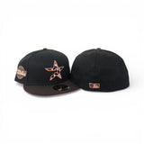 Black Cow Print Houston Astros Brown Visor Pink Bottom 2005 World Series Side Patch New Era 59Fifty Fitted
