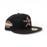 Black Cow Print Houston Astros Brown Visor Pink Bottom 2005 World Series Side Patch New Era 59Fifty Fitted
