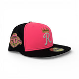 Neon Pink Kansas City Royals Black Visor Pink Bottom 50th Anniversary Side Patch New Era Fitted