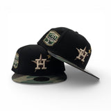 Black Three Stars Houston Astros Woodland Camo Visor Gray Bottom 20th Anniversary Side Patch New Era 59Fifty Fitted