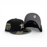 Black Three Stars Houston Astros Woodland Camo Visor Gray Bottom 20th Anniversary Side Patch New Era 59Fifty Fitted