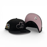 Black Montreal Expos Brown Pink Bottom Olympic Stadium Side patch New Era 59Fifty Fitted