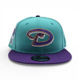 Teal Arizona Diamondbacks Purple Visor Gray Bottom 1998 Inaugural Season New Era 9Fifty Snapback