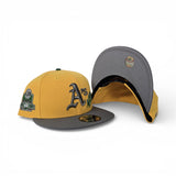 Yellow Oakland Athletics Rose Logo Gray Visor Gray Bottom 40 Years Side Patch New Era 9Fifty Snapback