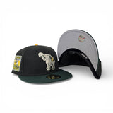 Black Oakland Athletics Green Visor Gray Bottom Rickey Henderson Side Patch New Era 59Fifty Fitted