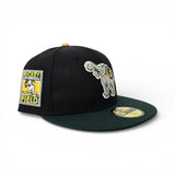 Black Oakland Athletics Green Visor Gray Bottom Rickey Henderson Side Patch New Era 59Fifty Fitted