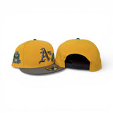 Yellow Oakland Athletics Rose Logo Gray Visor Gray Bottom 40 Years Side Patch New Era 9Fifty Snapback