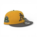 Yellow Oakland Athletics Rose Logo Gray Visor Gray Bottom 40 Years Side Patch New Era 9Fifty Snapback