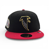 Black Atlanta Falcons Red Visor Gray Bottom 25th Anniversary Side Patch New Era 59FIFTY Fitted