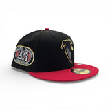 Black Atlanta Falcons Red Visor Gray Bottom 25th Anniversary Side Patch New Era 59FIFTY Fitted