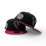 Black Atlanta Falcons Red Visor Gray Bottom 25th Anniversary Side Patch New Era 59FIFTY Fitted