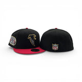 Black Atlanta Falcons Red Visor Gray Bottom 25th Anniversary Side Patch New Era 59FIFTY Fitted