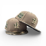 Camel Houston Astros Real Tree Visor Gray Bottom 20th Anniversary Side Patch New Era 59Fifty Fitted