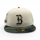 Off White Boston Red Sox Woodland Camo Visor Gray Bottom 1999 All Star Game Side Patch New Era 59Fifty Fitted