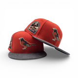 Orange Baltimore Orioles Gray Suede Visor Gray Bottom 30th Anniversary Side Patch New Era 59Fifty Fitted