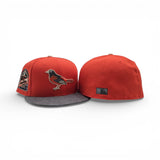 Orange Baltimore Orioles Gray Suede Visor Gray Bottom 30th Anniversary Side Patch New Era 59Fifty Fitted