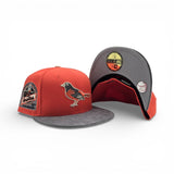 Orange Baltimore Orioles Gray Suede Visor Gray Bottom 30th Anniversary Side Patch New Era 59Fifty Fitted