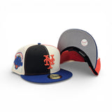 Black/Off White/Orange Pinwheel New York Mets Royal Blue Visor Gray Bottom 50th Anniversary Side Patch New Era 59Fifty Fitted