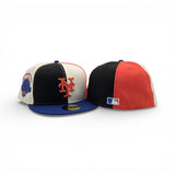 Black/Off White/Orange Pinwheel New York Mets Royal Blue Visor Gray Bottom 50th Anniversary Side Patch New Era 59Fifty Fitted