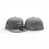 Tonal Metallic Gray Houston Astros Gray Bottom 45th Anniversary Side Patch New Era Fitted