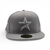 Tonal Metallic Gray Houston Astros Gray Bottom 45th Anniversary Side Patch New Era Fitted