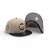 Camel Chicago Cubs Black Visor Gray Bottom Wrigley Field Side Patch New Era 59Fifty Fitted
