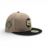 Camel Chicago Cubs Black Visor Gray Bottom Wrigley Field Side Patch New Era 59Fifty Fitted